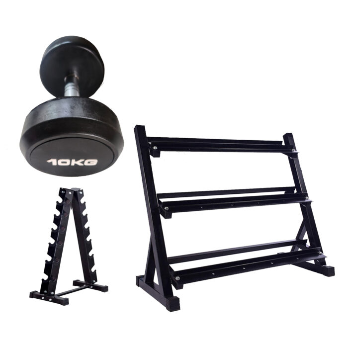 mancuernas redondas y soportes